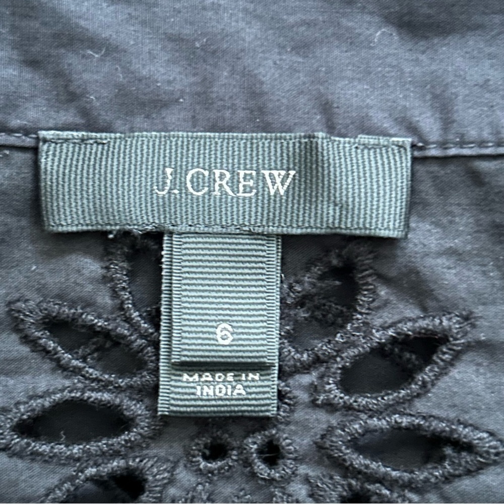 J. Crew Funnelneck Black Eyelet Long Sleeve Top - Picture 6 of 10